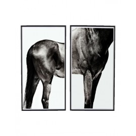 "HORSE BLACK S/2" CUADROS DE MADERA Y ACETATO